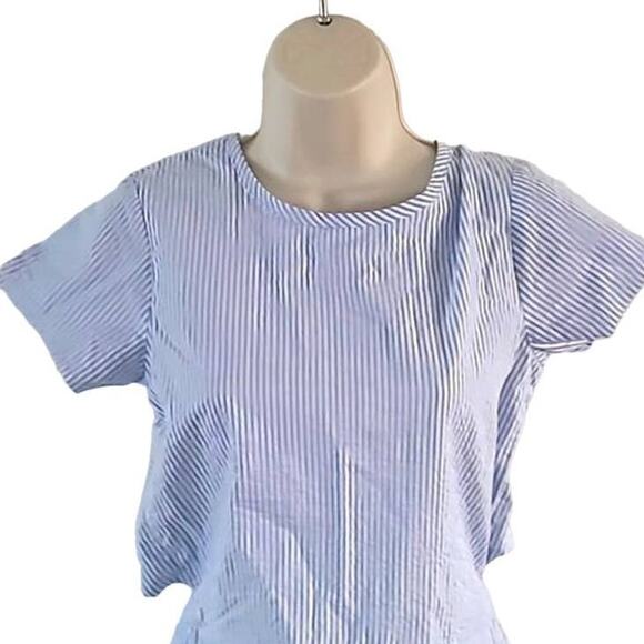 Excellent 7 For All Mankind Blue White Stripe Romper Rear Cut-Out Women’s XL - Picture 6 of 8